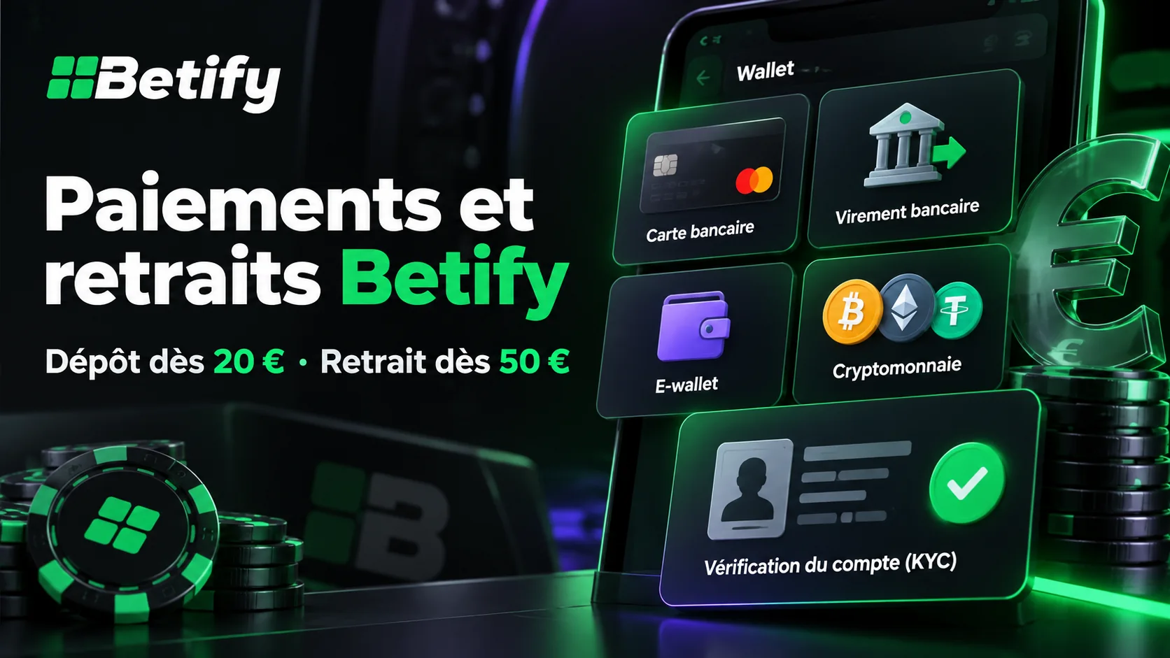 Paiements, retraits et vérification du compte sur Betify
